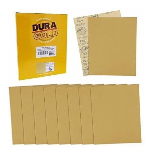 Dura-Gold Premium Sandpaper - 10 Sheets 320 Grit 23cm X 28cm 0