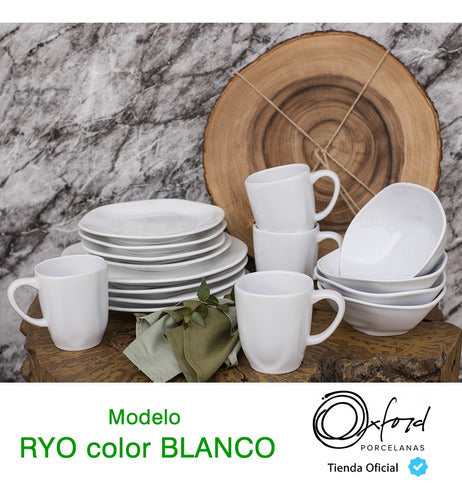 Oxford Juego De Vajilla Ryo Blanco Porcelana 12 Piezas 4