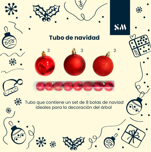 SilmarBazar Set X8 Bolas Navideñas Decorativas 5cm Colgantes Blíster 1