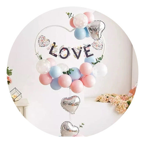 Silverled Heart-Shaped Balloon Support for Parties and Events 0