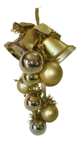 Golden Christmas Cluster Ornament with Hanging Bells 0