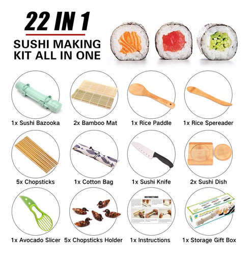 HERMES SHOP Sushi Preparation Kit with Roller, Bamboo Mats, and Accessories 1