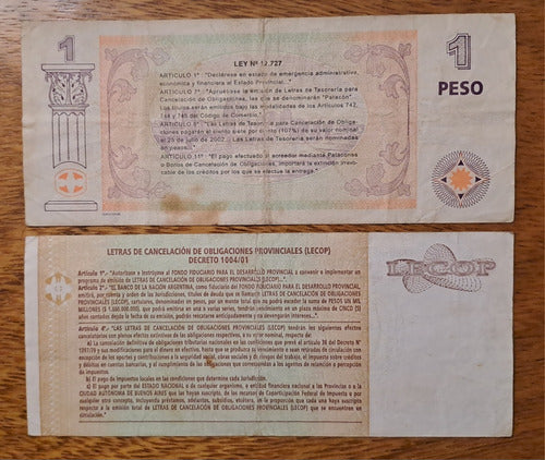 Argentina Bonos Provinciales X 2 Billetes Incluye 2 Lecop 1