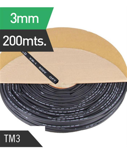 Tubo Spaguetti Termocontraible Negro 2.5mm A 1.25mm X200 Mts 1