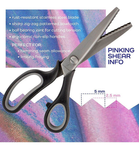 BambooMN Sewing Scissors Set, Pinking Shears/Embroidery/Fabric/3 Pack 3