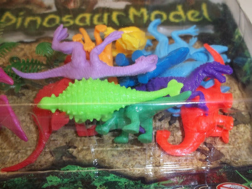 Set Kit Juego Dinosaurios De Goma Colores Vivos 12 Piezas 2