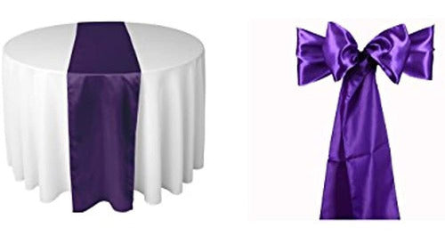 Elina Home Satin Table Runner Set of 2 with 10 Chair Bows 0