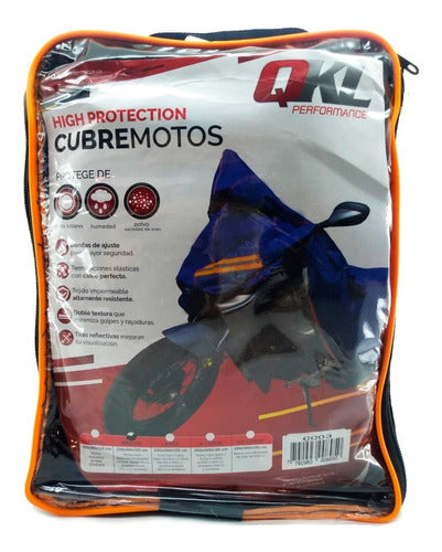 QKL Funda Cubre Moto Talle M Impermeable Ajustable + Bolso Ryd 0