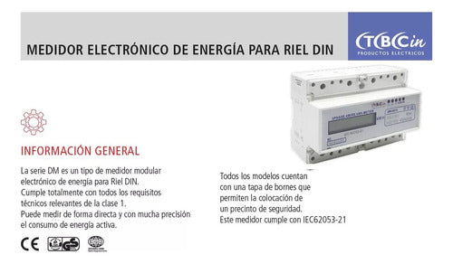 Medidor De Energia Consumo Trifasico 380v Riel Din Tbcin 1