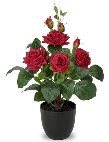 Hollyone Artificial Plants and Flowers Red Roses Vase 15 Inches 0