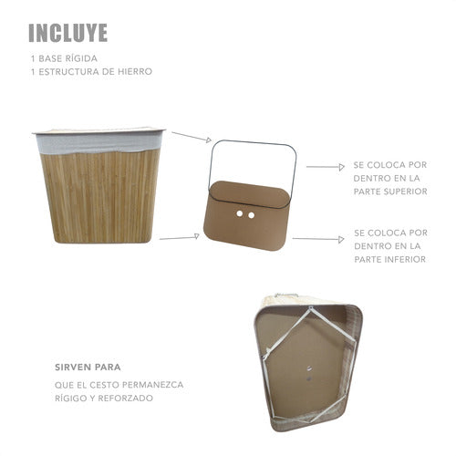 Foldable Bamboo Laundry Basket Reinforced Lightweight 8