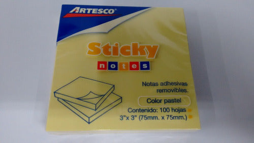 Artesco Pastel Removable Sticky Notes 75 X 75 Mm 100 Sheets X 6 Units 1