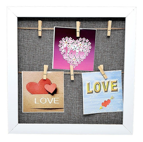 Decorative Wooden Picture Frame with Clips for Photos 30x30 80