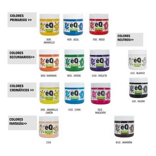 EQ Arte Tempera Escolar in 250-Gram Pots x 10 Units 1