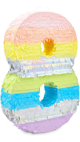 Piñata Grande Número 8 Para Cumpleaños De 8 Años, 53 X 37 X 0