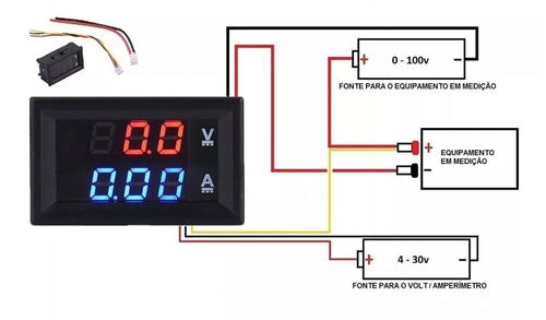 Volt Amperímetro Digital De Painel - Display Duplo 1