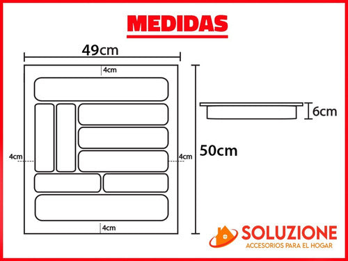 Soluzione Cubiertero Organizador Plástico Cocina Hogar Casa 50x49 Cm 4