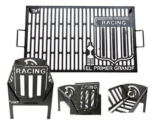 Embedded Charcoal BBQ Grill + Soccer Fan Grate Racing Design 0