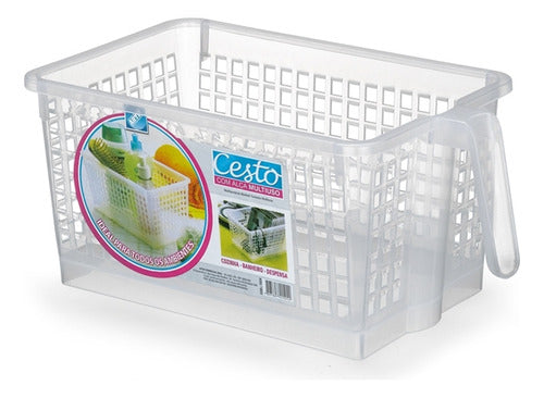 Cesto Organizador Retangular Transparente Com Alca 3,7 Lt X 1