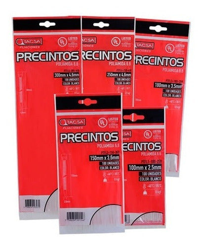 Tacsa Precinto N°4 250 Mm X 4.6 Mm Blanco Bolsa X 100 Uds 0