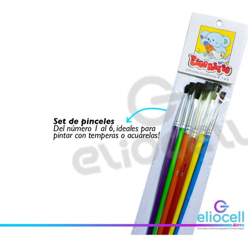 Piccasito Set of 6 Brushes from Nº 1 to 6 for School Use 1