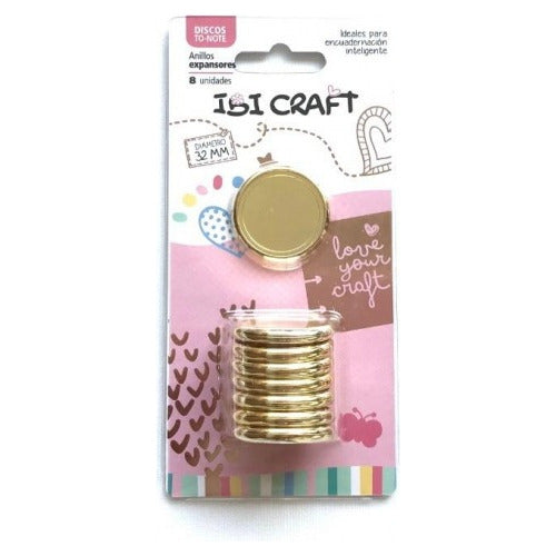 Ibi Craft Expansion Discs Ring Circle Golden 32mm X8 Units 1