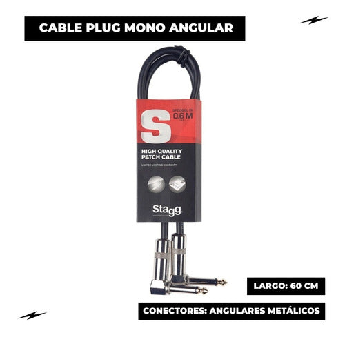 Stagg Interpedal Plug L Metal Connector Cable 60cm SPC060LDL 1