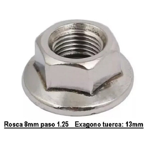 Tuerca Flange (con Ala) 8mm X Paso1.25 (10und) Cromada Chako 1