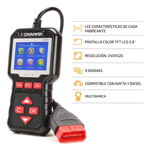 Konnwei KW320 Universal Multi-Language Automotive Scanner 1