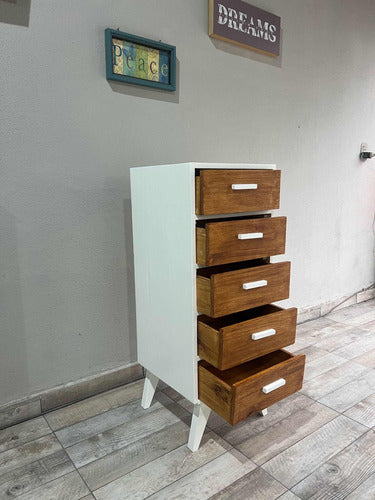 Solid Pine Wood 5-Drawer Chest of Drawers Chifforobe 40 cm 4
