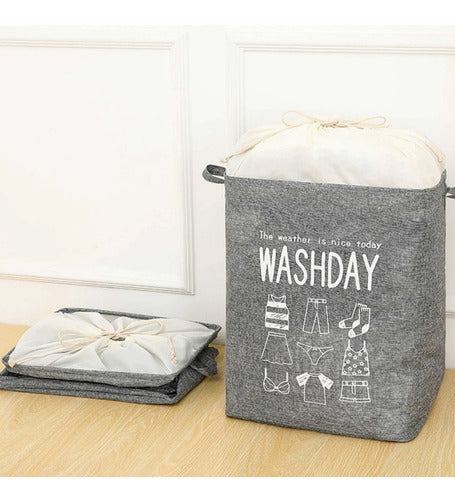 Cesto Organizador Ropa Laundry Washday Tela 1