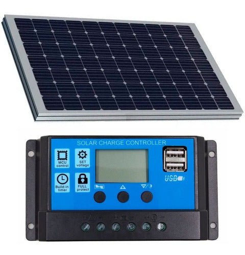 Kit Painel Placa Solar Fotovoltaica 30w + Controlador Carga 0