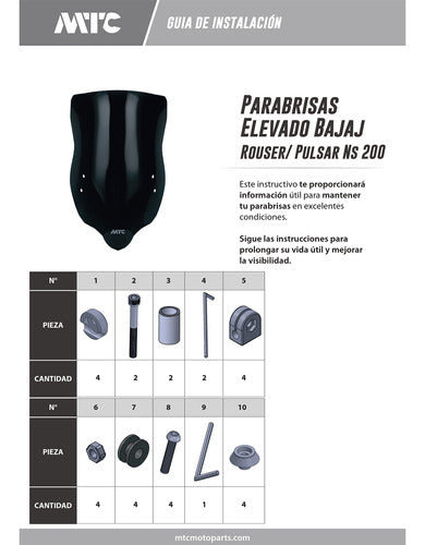 Parabrisa Elevado Con Soporte Bajaj Rouser Ns200 Fume Mtc 2