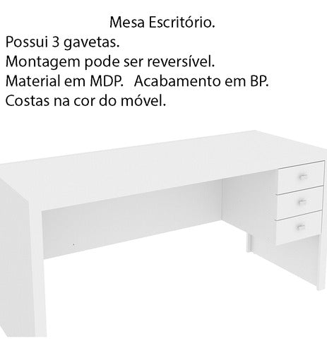 Mesa Para Escritório Me4113 Mdp Branco - Gran Belo 4