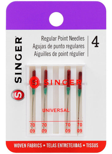 Singer 4877 Universal Regular Point Machine Needles for Woven Fabric, Size 70/9, 4-Count 0