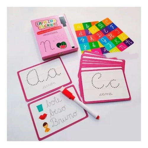 EDUCARDS Juego De Cartas Empiezo A Escribir Cursiva + Fibron 1