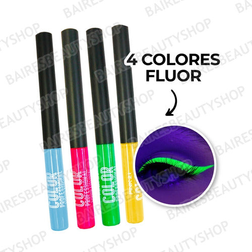 Pink 21 Neon Fluorescent Liquid Eyeliner with Brush 3