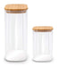 Set of 2 Small Glass Jars with Wooden Lids - Airtight Design 0