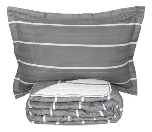 La Bastilla Navy Reversible Bedspread with 2 Pillowcases for 2 ½ Plazas 0