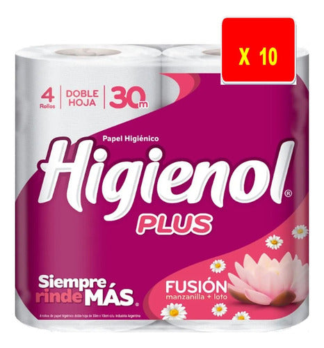 Higienol Double Sheet Toilet Paper 30 Meters X 4 Rolls X10 0