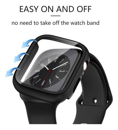 BOGOH Official 2-in-1 Glass Protector Case Compatible with Apple Watch 45mm 3