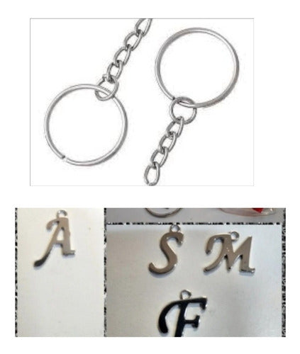 30 Llaveros +inicial Letra Metal 1.5cm Para Armar  Souvenirs 0