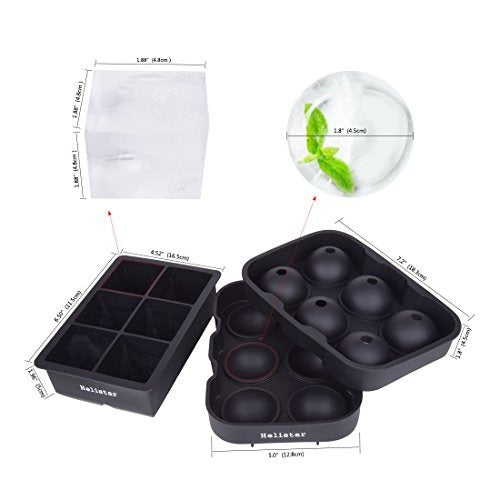 Helistar Ice Ball Maker Mold Ice Cube Trays - Set of 2 (Black + Black) 2