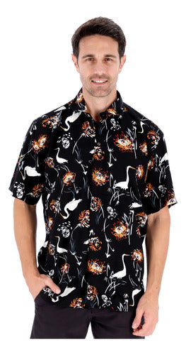 Mirrow Short Sleeve Floral Hawaiian Shirt for Men 0