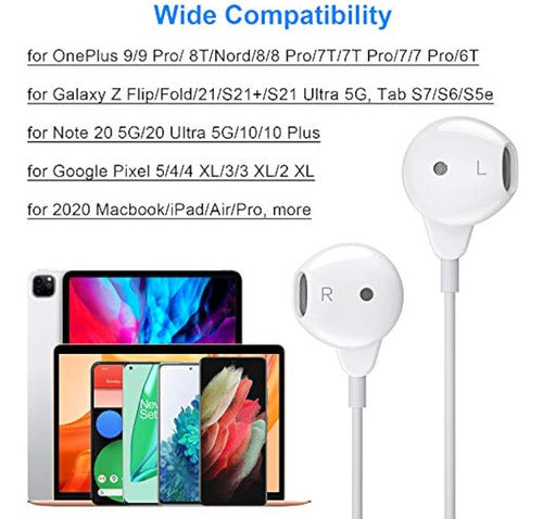 Titacute Auriculares Usb C Para Galaxy S21, Auriculares Digi 3