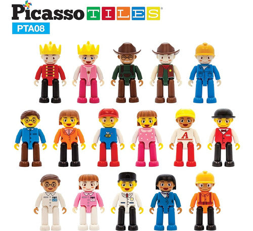 PicassoTiles 16 Piece Action Figures Toy Set Expansion Variety Pack 3