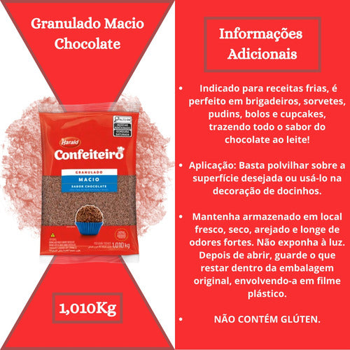 Granulado Macio Sabor Chocolate 1,010kg Harald 1