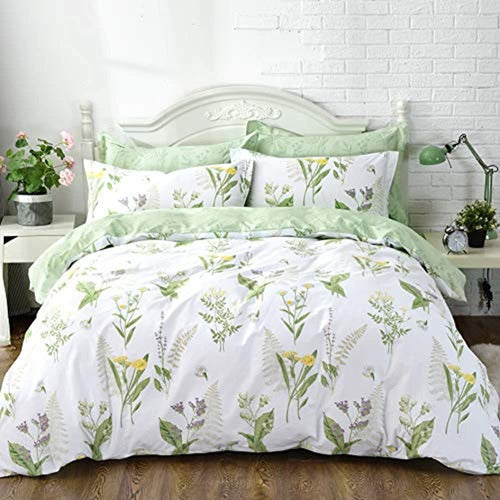 Fadfay Queen Duvet Cover Set 4 Pieces Shabby Daisy and Lavender Flowers 1