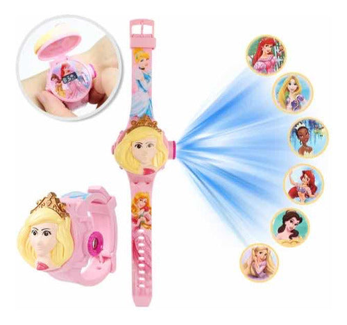 Reloj Proyección Minnie Frozen Princesas Kitty Para Niñas 0