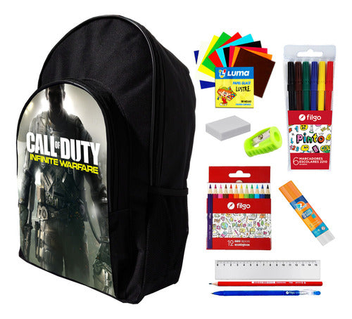 Super Combo Backpack + Call Of Duty Stationery Set #64 0